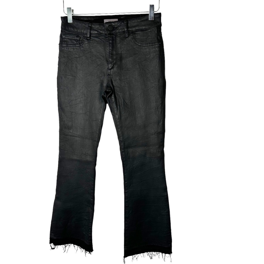 Anthropologie DL1961 Coated Lara Mid Rise Instasculpt Cropped Boot Jeans size 27 - Picture 4 of 10